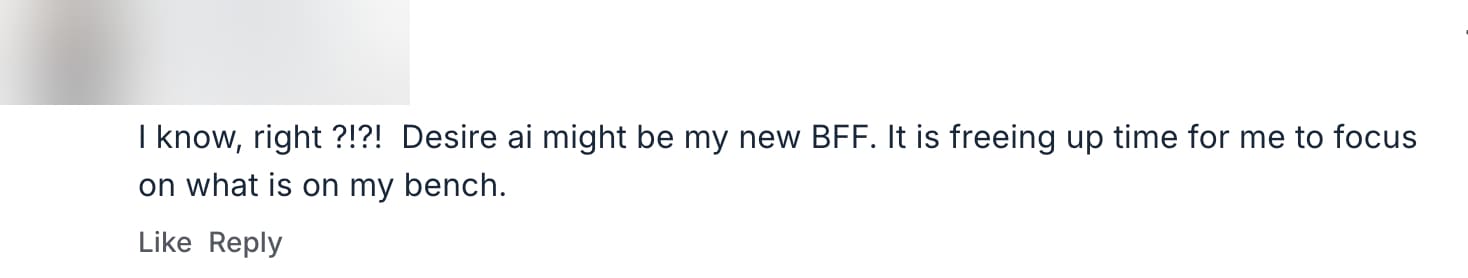 Member message screenshot, name hidden for privacy. A member on getting time back. Name hidden for privacy.