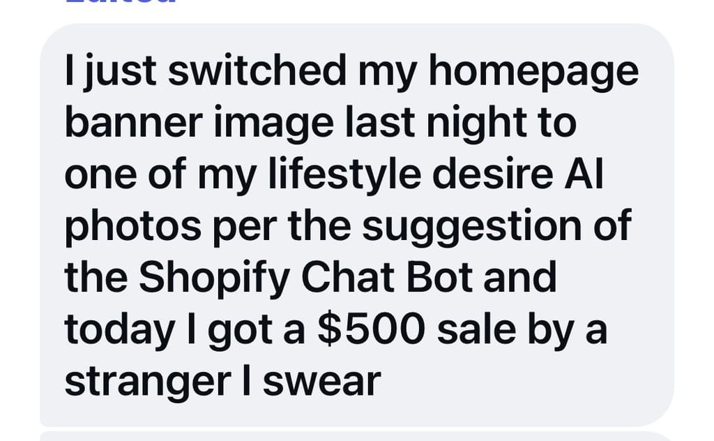 Member message screenshot, name hidden for privacy. A member who put a Studio photo on her homepage banner and got a $500 sale the next day. Name hidden for privacy.